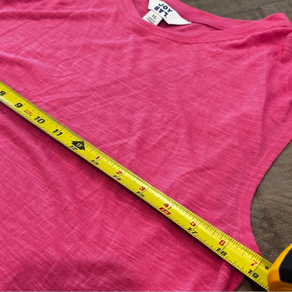 JoyLab Cropped Pink Muscle Shirt Pin-tucked Shoulders Loose Fit Casual Size XS - Picture 8 of 9